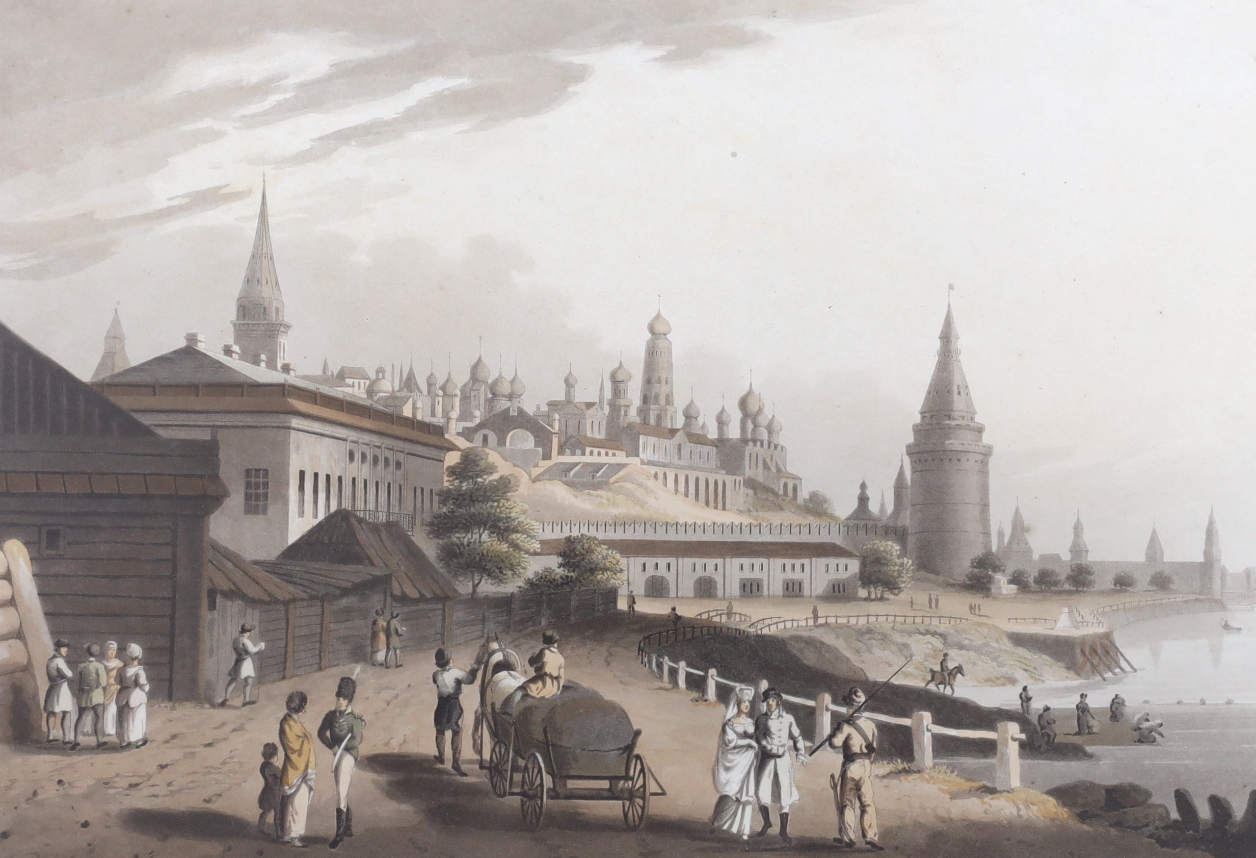 19th century aquatint, 'The Kremlin, Moscow', publ. by R. Bowyer, 1814, 30 x 40cm